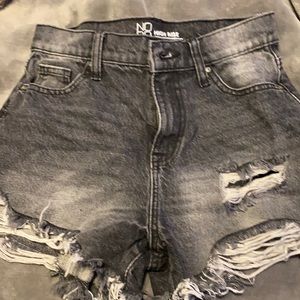 black jean shorts